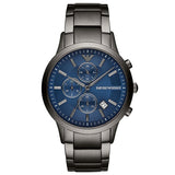 Emporio Armani Renato Chronograph Blue Dial Grey Steel Strap Watch For Men - A11215