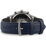 Emporio Armani Renato Chronograph Blue Dial Black Leather Strap Watch For Men - AR11216