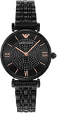 Emporio Armani Gianni T Bar All Black Diamond Dial Watch For Women - AR11245