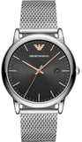 Emporio Armani Luigi Analog Black Dial Silver Mesh Bracelet Watch For Men - AR11272