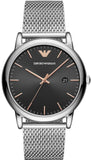 Emporio Armani Luigi Analog Black Dial Silver Mesh Bracelet Watch For Men - AR11272