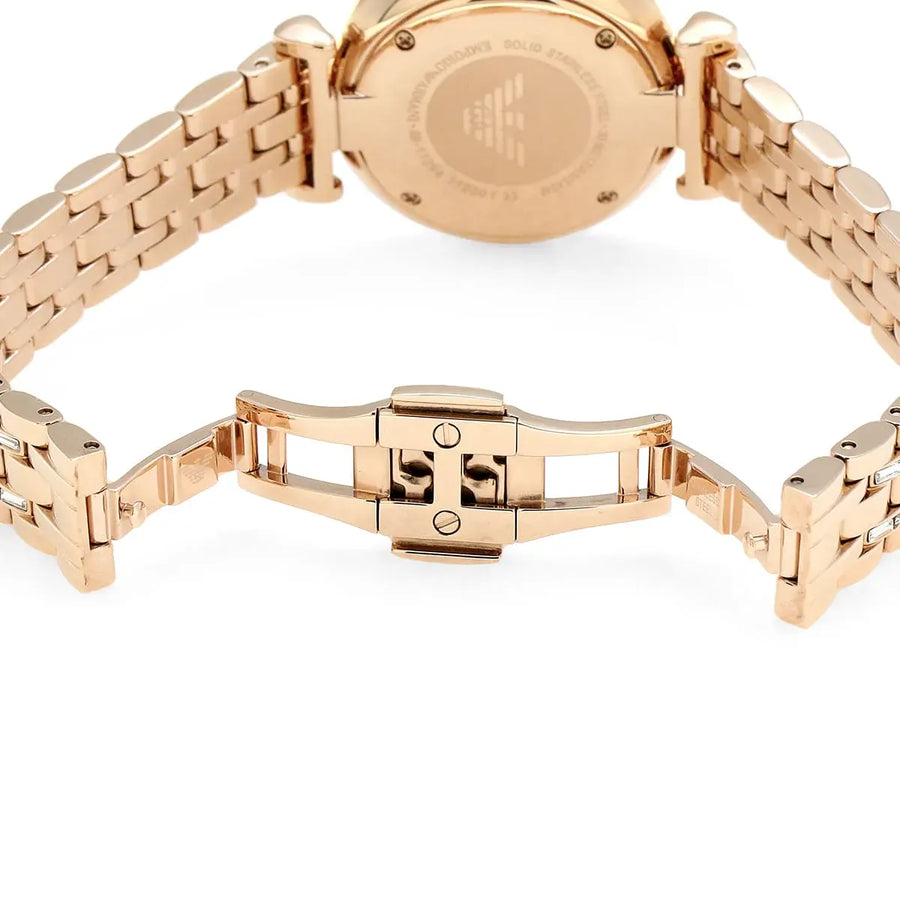 Emporio Armani Gianni T-Bar Mother of Pearl White Dial Two Tone Steel Watch for Women - AR11294