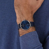 Emporio Armani Gianni T Bar Quartz Blue Dial Blue Leather Strap Watch For Men - AR11300