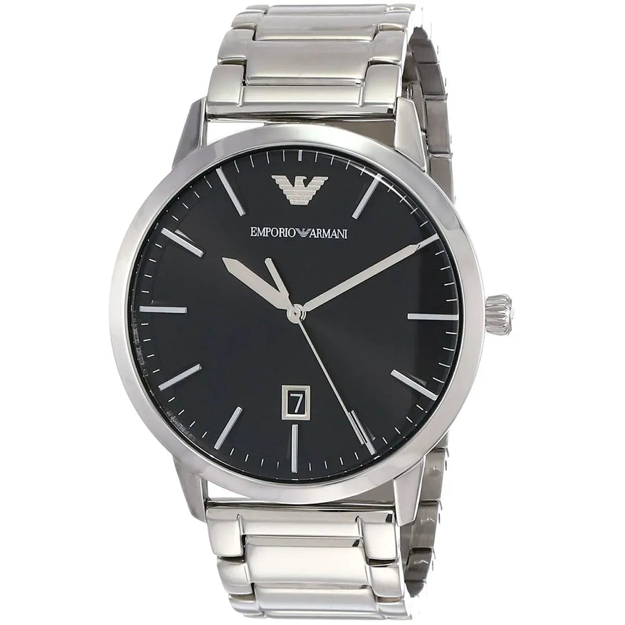 Emporio Armani Ruggero Black Dial Silver Steel Strap Watch for Men - AR11310
