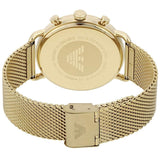 Emporio Armani Aviator Chronograph Quartz Beige Dial Gold Mesh Bracelet Watch For Men - AR11315