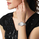 Emporio Armani Gianni T-Bar Quartz Mother of Pearl Dial Silver Mesh Bracelet Watch For Women - AR11319