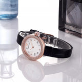 Emporio Armani Rosa Quartz Mother Of Pearl White Dial Black Leather Strap Watch For Women - AR11356