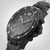 Emporio Armani Diver Chronograph Black Dial Black Steel Strap Watch For Men - AR11363