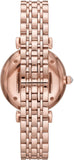 Emporio Armani Gianni T Bar Quartz Mother of Pearl Dial Rose Gold Steel Strap Watch For Women - AR11385