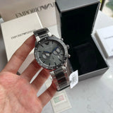 Emporio Armani Chronograph Grey Dial Two Tone Steel Strap Watch For Men - AR11391