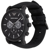 Emporio Armani Luigi Analog Black Dial Black Leather Strap Watch For Men - AR11450