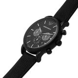 Emporio Armani Luigi Analog Black Dial Black Leather Strap Watch For Men - AR11450