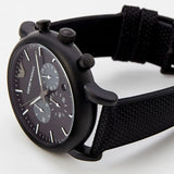 Emporio Armani Luigi Analog Black Dial Black Leather Strap Watch For Men - AR11450