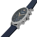 Emporio Armani Luigi Chronograph Blue Dial Blue Leather Strap Watch For Men - AR11451