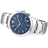 Emporio Armani Renato Chronograph Blue Dial Silver Steel Strap Watch For Men - AR11458