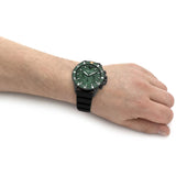 Emporio Armani Diver Chronograph Quartz Green Dial Black Silicon Strap Watch For Men - AR11463