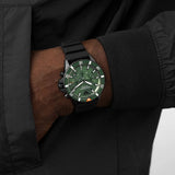 Emporio Armani Diver Chronograph Quartz Green Dial Black Silicon Strap Watch For Men - AR11463