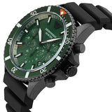 Emporio Armani Diver Chronograph Quartz Green Dial Black Silicon Strap Watch For Men - AR11463