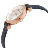 Emporio Armani Gianni T-Bar Analog Mother of Pearl Dial Blue Leather Strap Watch For Women - AR11468