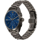 Emporio Armani Chronograph Quartz Blue Dial Grey Steel Strap Watch For Men - AR11481