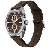 Emporio Armani Claudio Chronograph Brown Dial Brown Leather Strap Watch For Men - AR11482