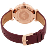 Emporio Armani Gianni T Bar Crystals Maroon Dial Maroon Leather Strap Watch for Women - AR11487