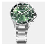 Emporio Armani Diver Chronograph Green Dial Silver Steel Strap Watch For Men - AR11500