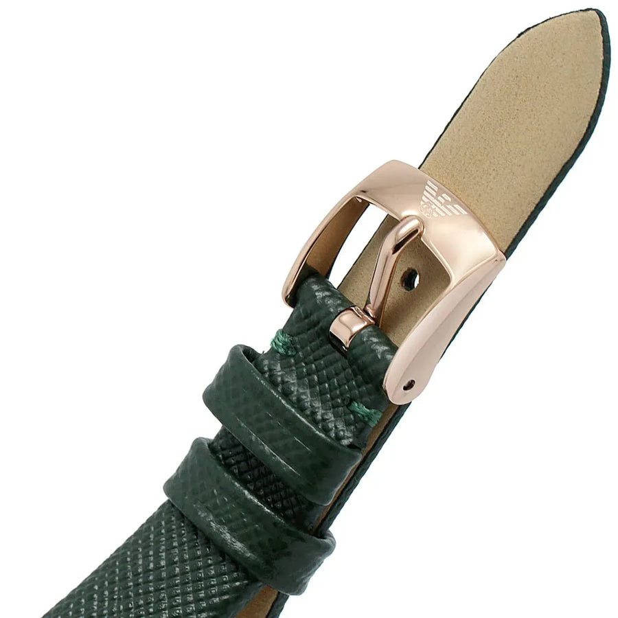 Emporio Armani Pro Planet Analog Silver Dial Green Leather Strap Watch For Women - AR11517