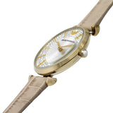 Emporio Armani Gianni T Bar Analog Silver Dial Beige Leather Strap Watch For Women - AR11127