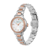 Emporio Armani Three Hand Quartz Mother of Pearl Dial Two Tone Steel Strap Watch For Women - AR11569