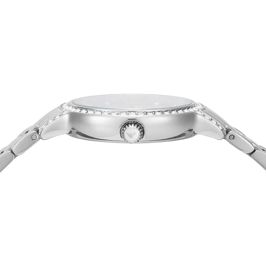 Emporio Armani Cleo Sunray Blue Dial Silver Steel Strap Watch for Women - AR11585