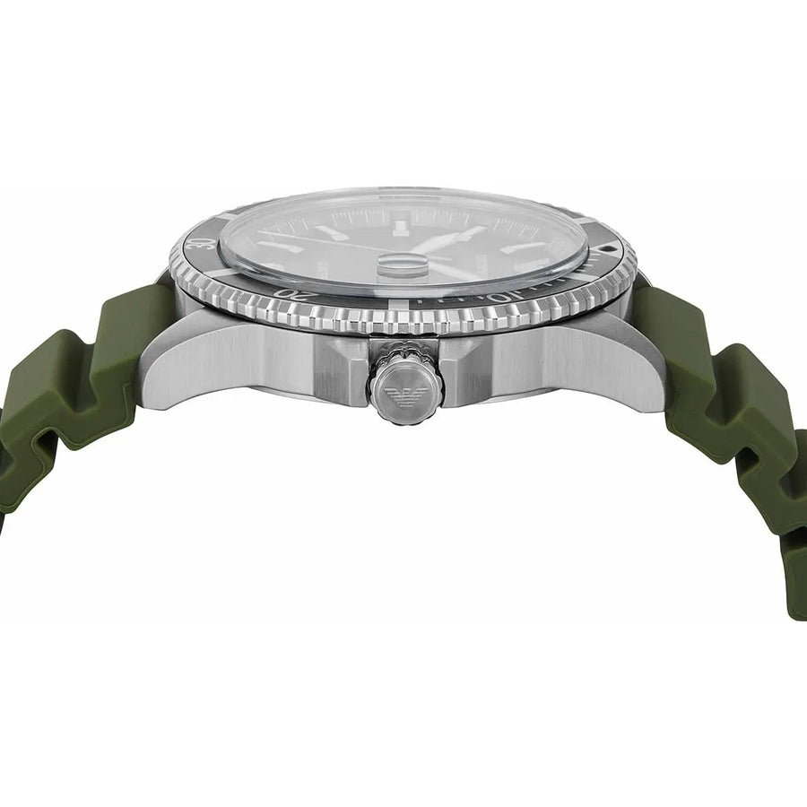 Emporio Armani World Explorer Green Dial Green Silicone Strap Watch for Men - AR11638