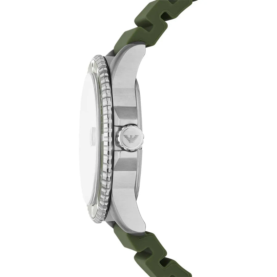 Emporio Armani World Explorer Green Dial Green Silicone Strap Watch for Men - AR11638