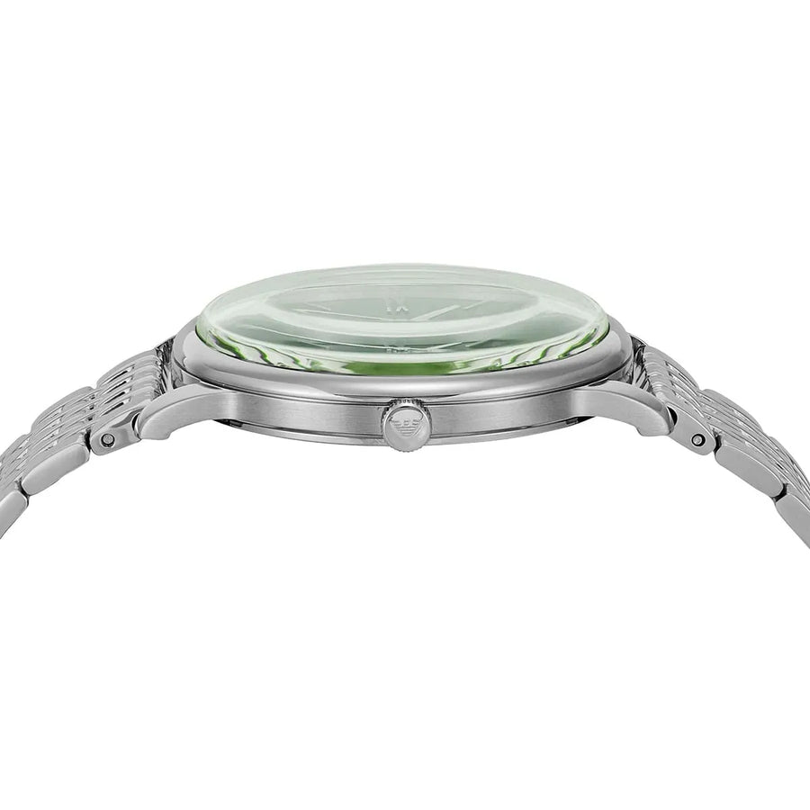 Emporio Armani Minimalist Green Dial Silver Steel Strap Watch for Men - AR11644
