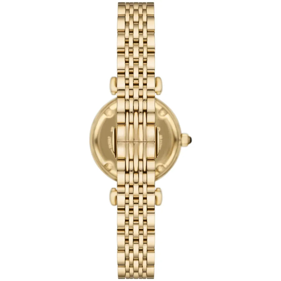 Emporio Armani Gianni T-Bar Brown Dial Gold Steel Strap Watch for Women - AR11703