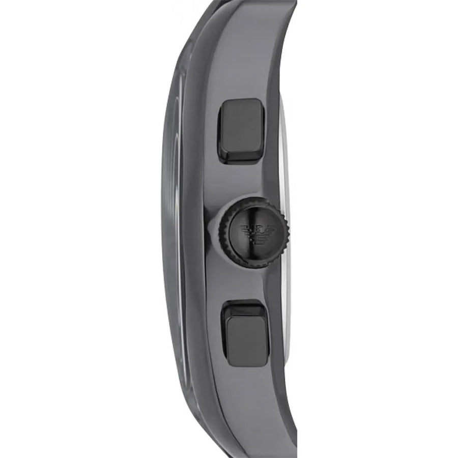 Emporio Armani Valente Large Chronograph Black Dial Black Silicone Strap Watch for Men - AR1430