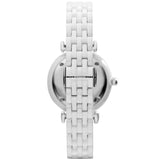 Emporio Armani Giannti T Bar Quartz Mother of Pearl Dial White Steel Strap Watch For Women - AR1485