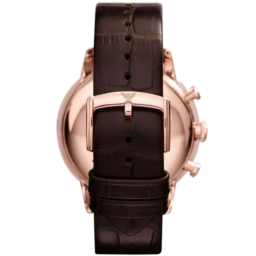Emporio Armani Classic Large Chronograph Brown Dial Brown Leather Strap Watch for Men - AR1616