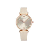 Emporio Armani Gianni T Bar Gunmetal Dial Beige Leather Strap Watch For Women - AR1681