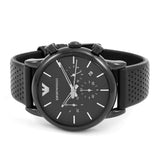 Emporio Armani Luigi Chronograph Black Dial Black Leather Strap Watch For Men - AR1737