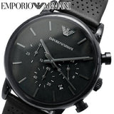 Emporio Armani Luigi Chronograph Black Dial Black Leather Strap Watch For Men - AR1737