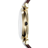 Emporio Armani Gianni T Bar Burgundy Dial Burgundy Leather Strap Watch For Women - AR1757