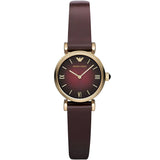 Emporio Armani Gianni T Bar Burgundy Dial Burgundy Leather Strap Watch For Women - AR1758