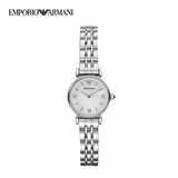 Emporio Armani Gianni T Bar Mother of Pearl Dial Silver Steel Strap Watch For Women - AR1688