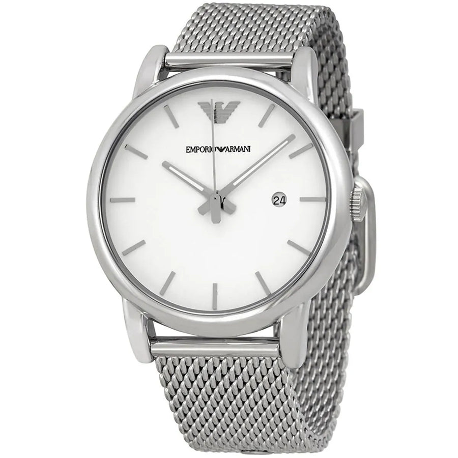 Emporio Armani Luigi White Dial Silver Mesh Strap Watch for Men - AR1812
