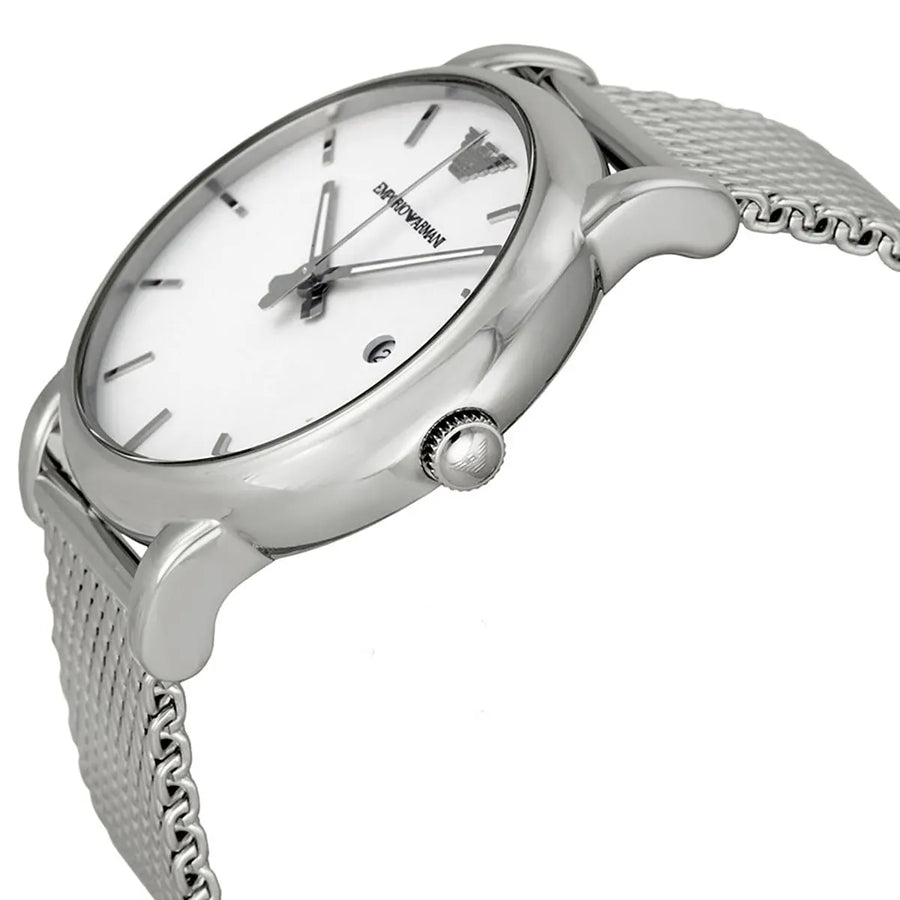 Emporio Armani Luigi White Dial Silver Mesh Strap Watch for Men - AR1812