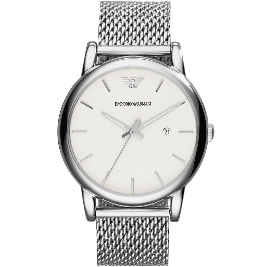Emporio Armani Luigi White Dial Silver Mesh Strap Watch for Men - AR1812