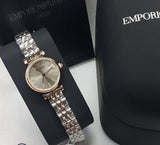 Emporio Armani Gianni T Bar Grey Dial Two Tone Steel Strap Watch For Women - AR1841