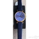 Emporio Armani Gianni T Bar Blue Dial Blue Leather Strap Watch For Women - AR1875