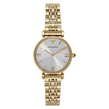 Emporio Armani Gianni T Bar Silver Dial Gold Stainless Steel Strap Watch For Women - AR1877